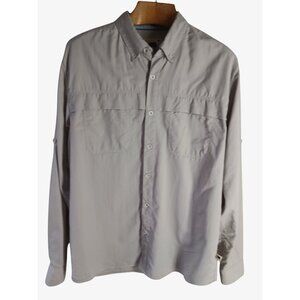 Dakota Grizzly Gray Long Sleeve Button Up Shirt XL Nylon Vented Camp Outdoor